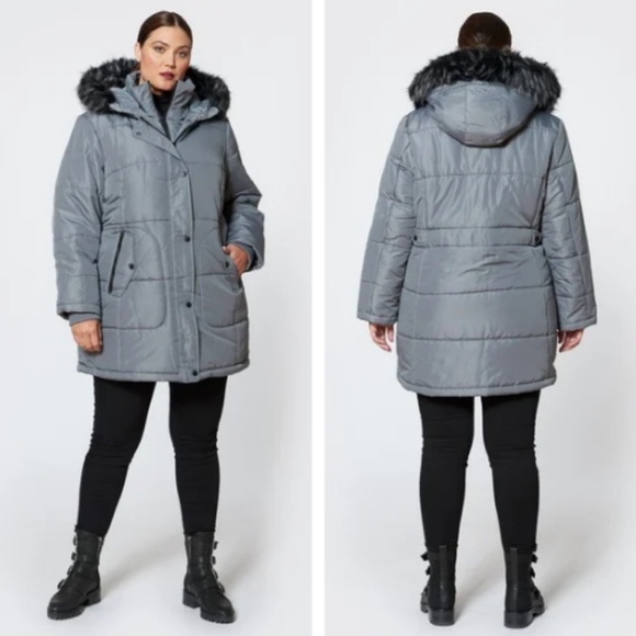 D.e.t.a.i.l.s INTL Jackets & Blazers - EUC d.e.t.a.i.l.s INTL Sophia Parka Plus Hooded Puffer Black Faux Fur Size 3X